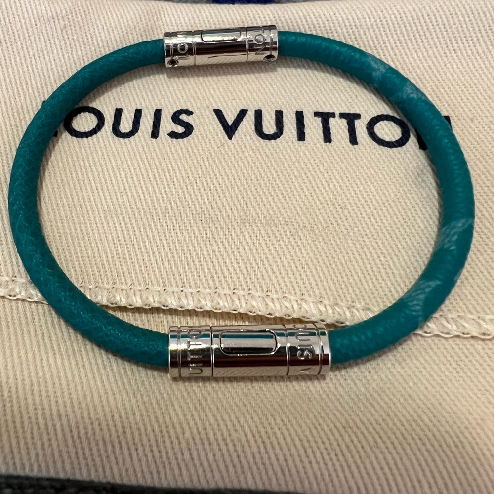 Louis Vuitton SS19 Teal Green Taiga Bracelet